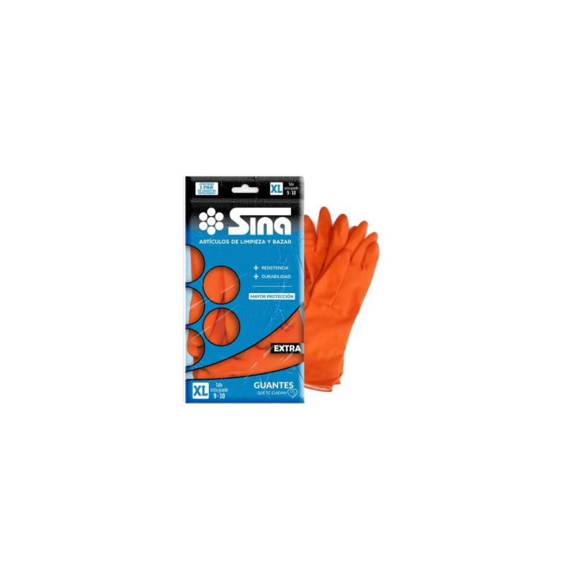 Guantes de goma afelpados Sina naranja talle XL | Olimpio