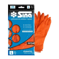 Guantes de goma afelpados Sina naranja talle L | Olimpio