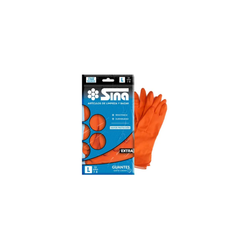Guantes de goma afelpados Sina naranja talle L | Olimpio