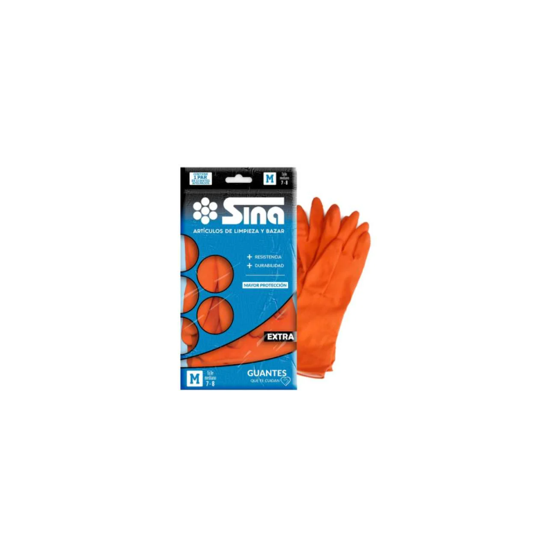 Guantes de goma afelpados Sina naranja talle M | Olimpio