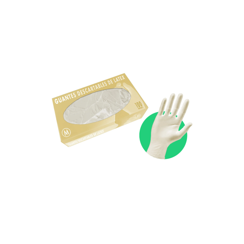 Guantes descartables de látex talle M x100 | Olimpio