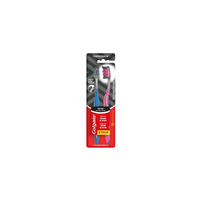 Cepillo dental Colgate Zig Zag Charcoal suave x2 | Olimpio