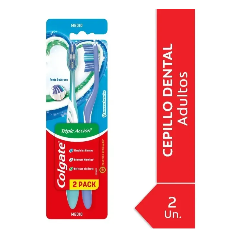Cepillo dental Colgate Triple Acción medio x2 | Olimpio