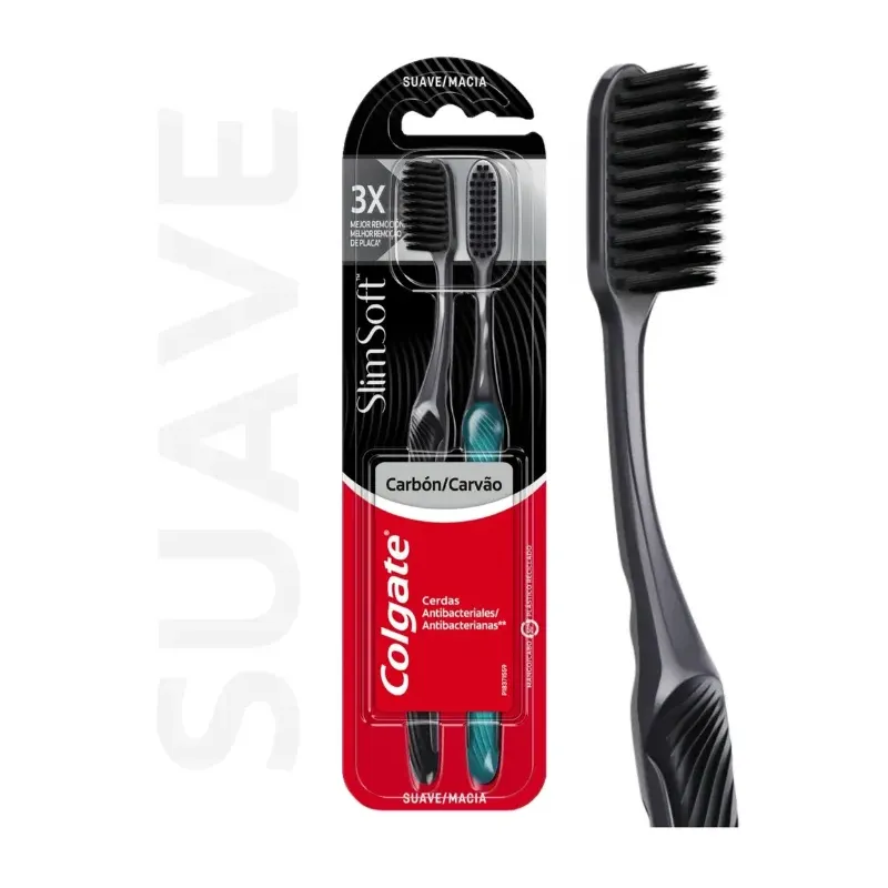 Cepillo dental Colgate Slim Soft limpieza profunda x2 | Olimpio