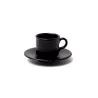 Taza con plato de cerámica negro mate | Olimpio