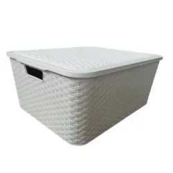 Caja organizadora símil ratán 75 L con tapa | Olimpio
