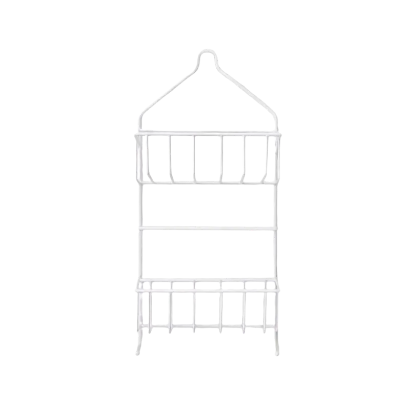 Organizador de ducha de metal blanco doble mini | Olimpio