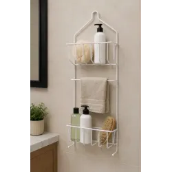 Organizador de ducha de metal blanco doble mini | Olimpio