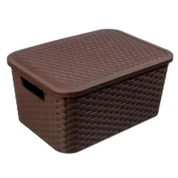 Caja organizadora símil ratán 15 L con tapa | Olimpio