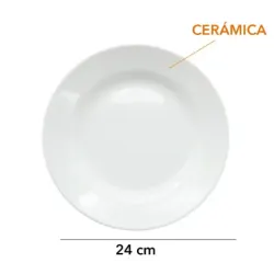 Plato playo de cerámica Donna blanco 24 cm | Olimpio
