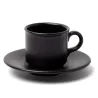 TAZA DE CAFE C/PLATO CERAMICA NEGRO MATE