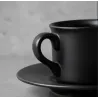 TAZA DE CAFE C/PLATO CERAMICA NEGRO MATE