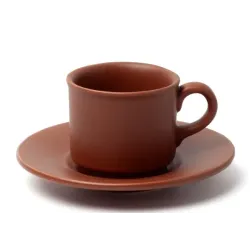 Taza con plato de cerámica chocolate | Olimpio