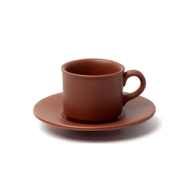 Taza con plato de cerámica chocolate | Olimpio