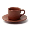 Taza con plato de cerámica chocolate | Olimpio