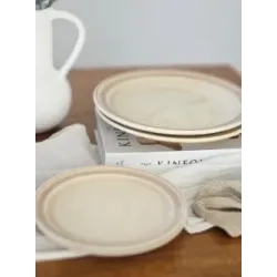 Plato de postre de cerámica hueso fumé | Olimpio