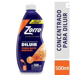 Jabón líquido para ropa para diluir Zorro poder quitamanchas 500 ml | Olimpio