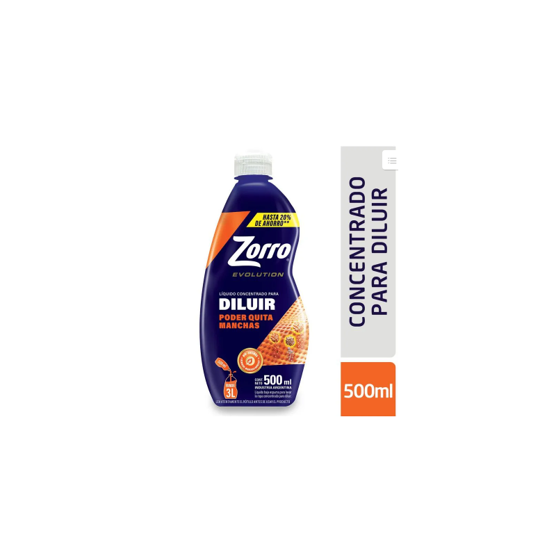 Jabón líquido para ropa para diluir Zorro poder quitamanchas 500 ml | Olimpio
