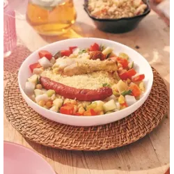 Plato hondo de vidrio opal Couscous Friends 25 cm | Olimpio