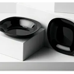 Plato hondo de vidrio opal Carine negro 21 cm | Olimpio