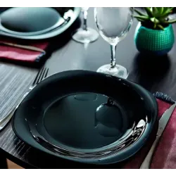 Plato hondo de vidrio opal Carine negro 21 cm | Olimpio