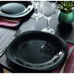 Plato playo de vidrio opal Carine negro 26,6 cm | Olimpio