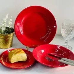 Plato hondo de cerámica Donna rojo 22 cm | Olimpio
