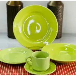 Plato de postre de cerámica Donna verde manzana 18 cm | Olimpio