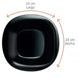 Plato de postre de vidrio opal Carine negro 19 cm | Olimpio