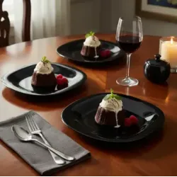 Plato de postre de vidrio opal Carine negro 19 cm | Olimpio