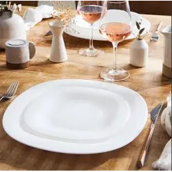 Plato de postre de vidrio opal Carine blanco 19 cm | Olimpio
