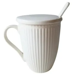 TAZA C/CUCHARA Y TAPA PORCELANA