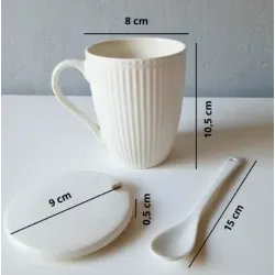 TAZA C/CUCHARA Y TAPA PORCELANA