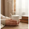 TAZA C/CUCHARA Y TAPA PORCELANA