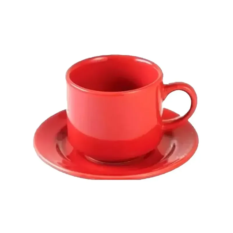 Taza de té con plato Donna roja 200 ml | Olimpio