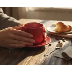 Taza de té con plato Donna roja 200 ml | Olimpio