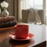 Taza de té con plato Donna roja 200 ml | Olimpio