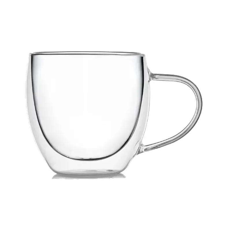 Taza de vidrio doble con asa 250 ml | Olimpio