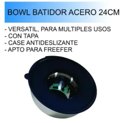 BOWL BATIDOR ACERO INOXIDABLE CON 3 RAYADOR 24X14CM