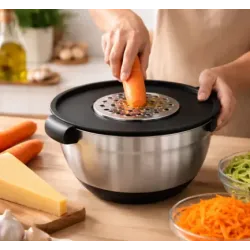 BOWL ACERO INOX C/TAPA RAYADOR X3