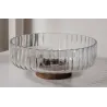 BOWL REDONDO VIDRIO CON BASE MADERA 26CM