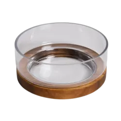 BOWL REDONDO VIDRIO C/MADERA 22CM