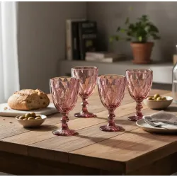 Set x6 copas de vidrio 245ml rosa | Olimpio