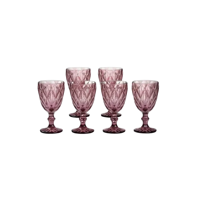 Set x6 copas de vidrio 245ml rosa | Olimpio