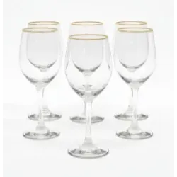 Set x6 copas de vidrio 330ml borde dorado | Olimpio