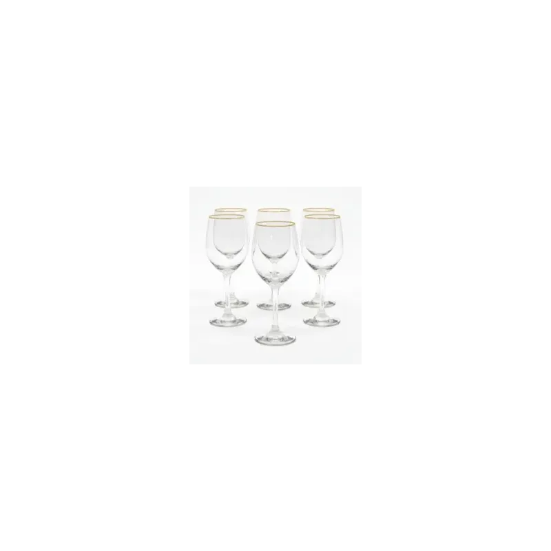 Set x6 copas de vidrio 330ml borde dorado | Olimpio