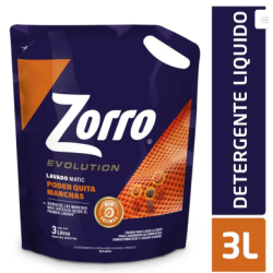 Jabón líquido para ropa Zorro Evolution quitamanchas 3 L | Olimpio