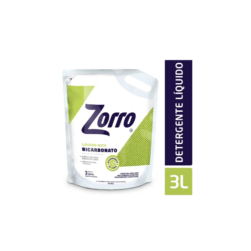 JABON LIQUIDO ROPA ZORRO X3L BICARBONATO
