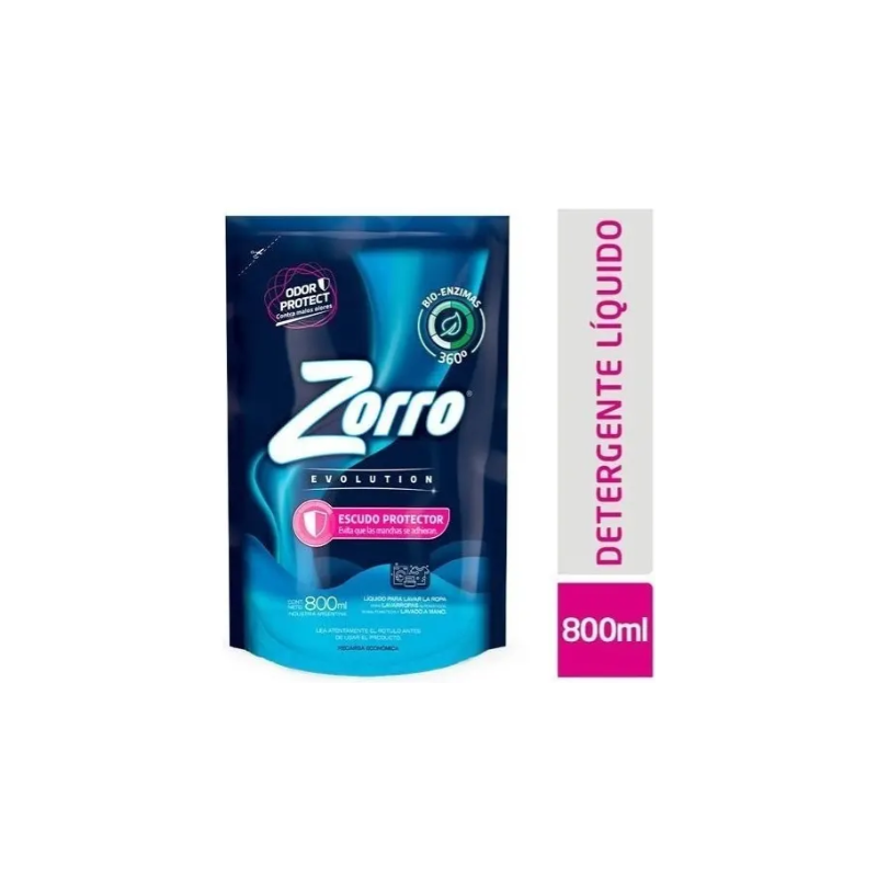 Jabón líquido para ropa Zorro Evolution fragancia 800 ml | Olimpio