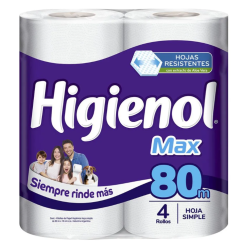 Papel higiénico Higienol Max 4 rollos x 80 m | Olimpio